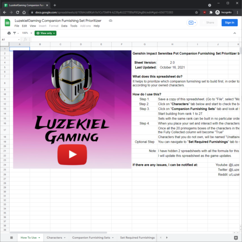 Genshin Impact Companion Furnishing Set Prioritizer GenSheets